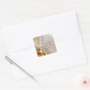 White Orchid Elegance Wedding Save the Date Square Sticker