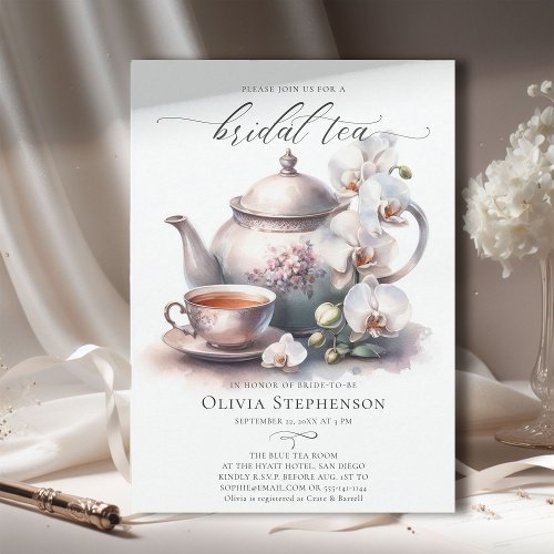  White Orchid Elegant Set Classy Bridal Tea Shower Invitation