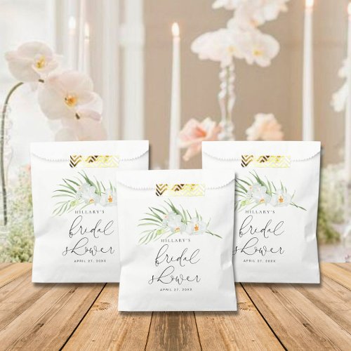 White Orchid  Elegant Tropical Bridal Shower  Favor Bag