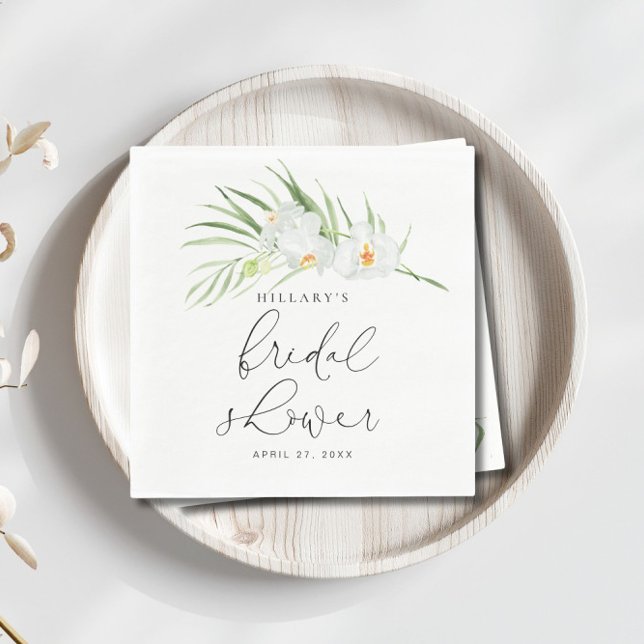 White Orchid | Elegant Tropical Bridal Shower  Napkins (Creator Uploaded)