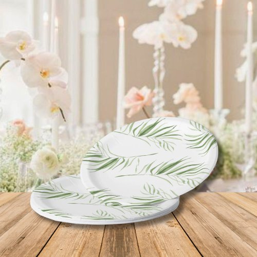 White Orchid  Elegant Tropical Bridal Shower Paper Plates