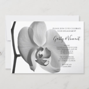 White Orchid Engagement Party Invitation