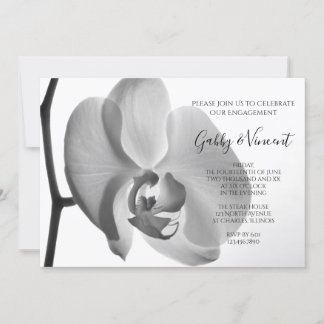 White Orchid Engagement Party Invitation