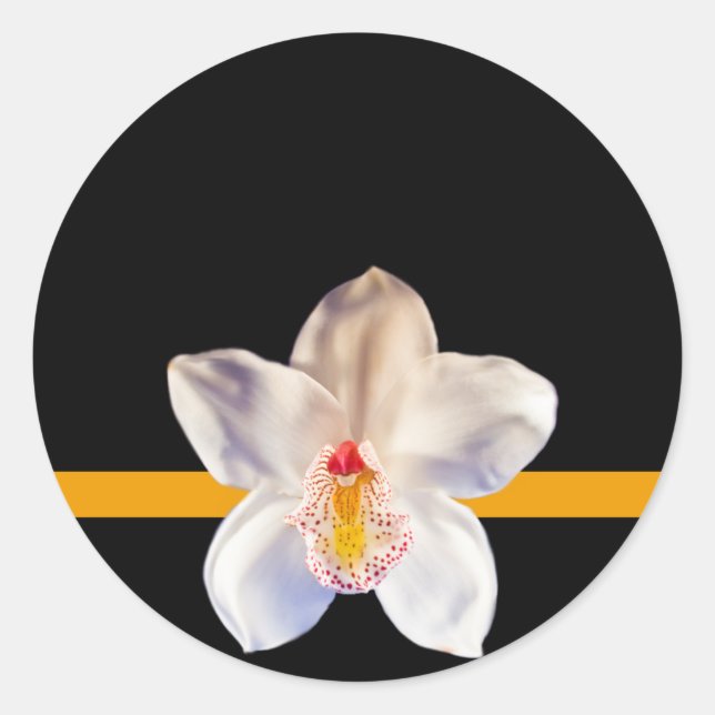 White Orchid Envelope Seal Event Wedding Sticker (Front)