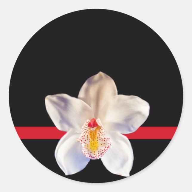 White Orchid Envelope Seal Event Wedding Sticker (Front)