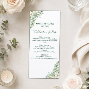 White Orchid Eucalyptus Celebration of Life Menu