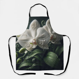 White Orchid Floral Apron