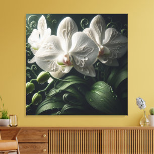 White Orchid Floral  Canvas Print