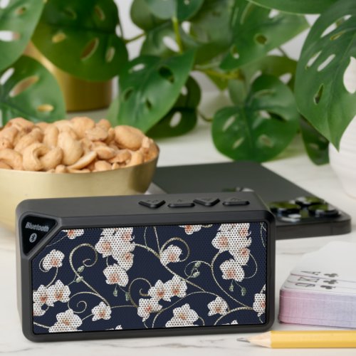 White Orchid Floral Pattern Bluetooth Speaker