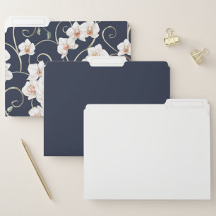 White Orchid Floral Pattern File Folder