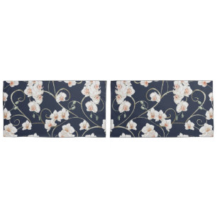 White Orchid Floral Pattern Pillow Case