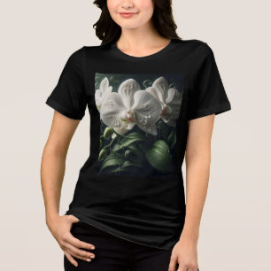 White Orchid Floral  Tri-Blend Shirt