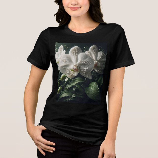 White Orchid Floral  Tri-Blend Shirt (Front)