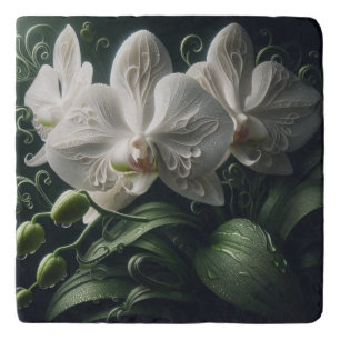 White Orchid Floral Trivet