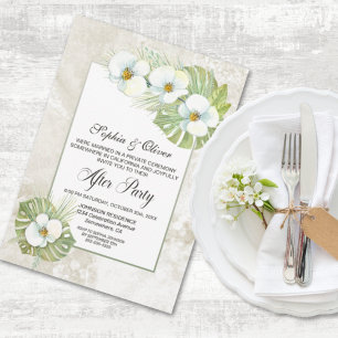 White Orchid Floral Wedding After Party Invitation