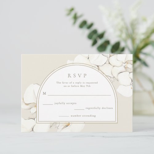 White Orchid Floral Wedding  RSVP Card