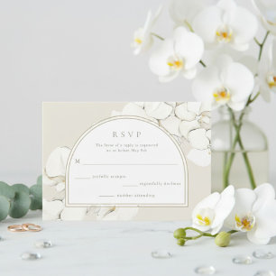 White Orchid Floral Wedding  RSVP Card