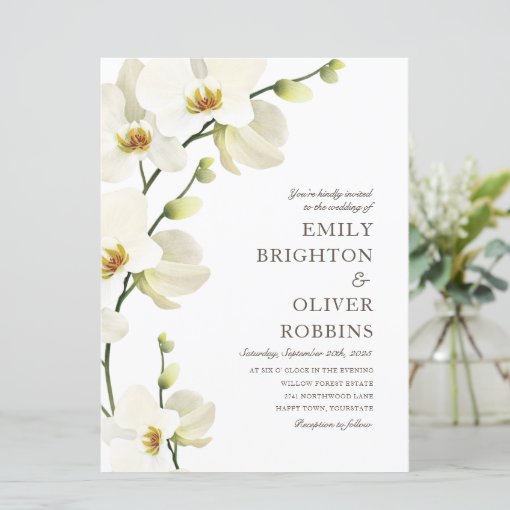 White orchid florals Wedding Invitations | Zazzle