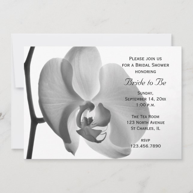 White Orchid Flower Bridal Shower Invitation (Front)