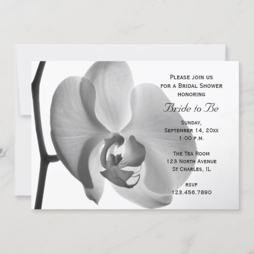 White Orchid Flower Bridal Shower Invitation