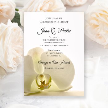 White Orchid Flower Celebration Of Life Memorial Invitation by loraseverson at Zazzle