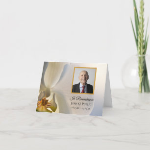 White Orchid Flower Funeral Memorial Sympathy Letterpress Thank You Card