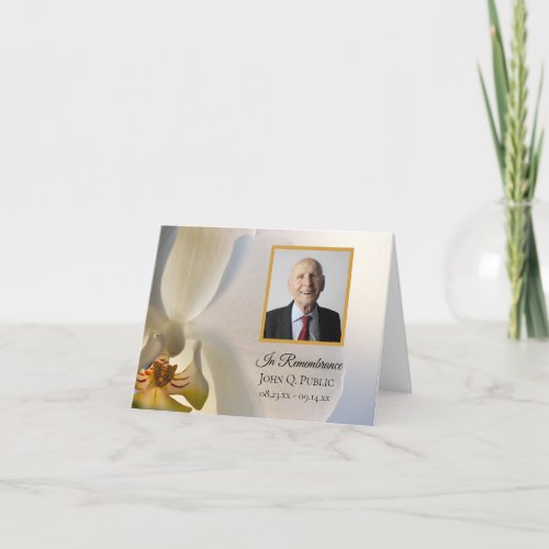 White Orchid Flower Funeral Memorial Sympathy Thank You Card