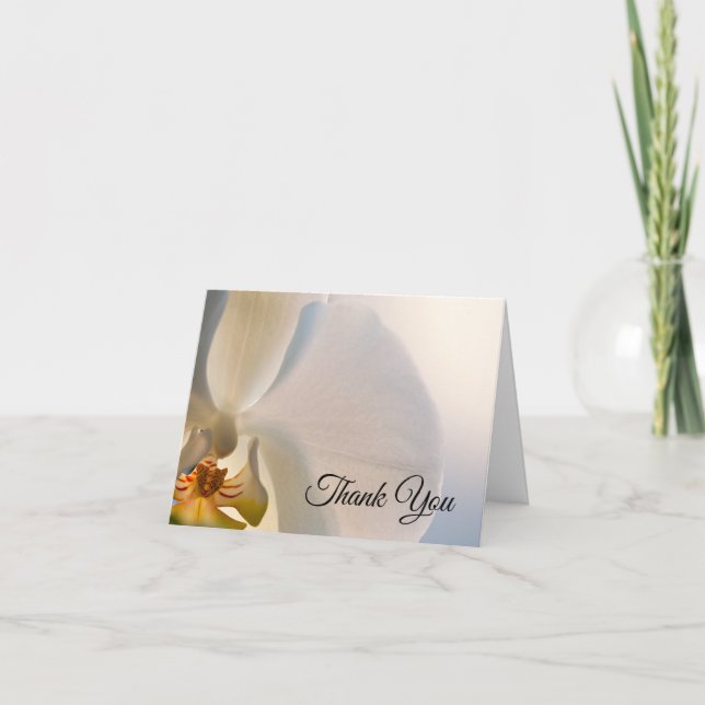 White Orchid Flower Funeral Sympathy Thank You Card (Front)