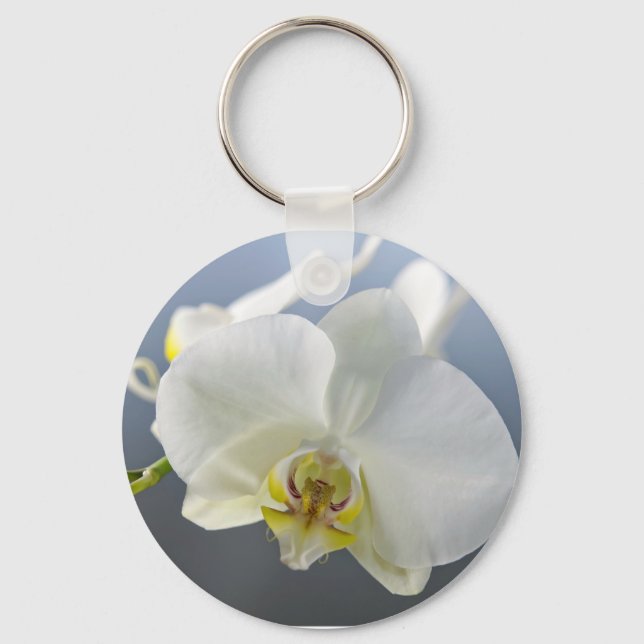 White Orchid Flower Keychain (Front)