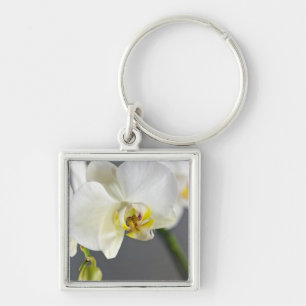 White Orchid Flower Keychain