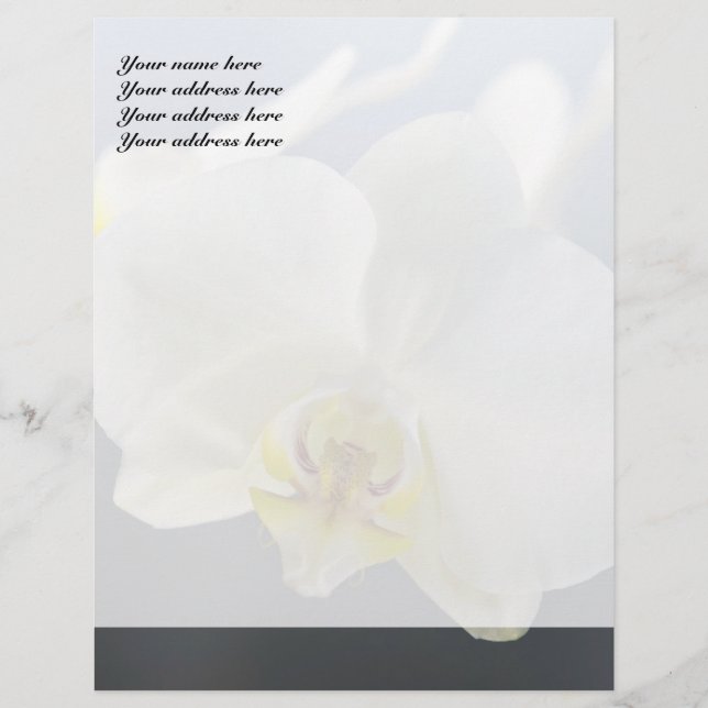 White Orchid Flower Letterhead (Front)