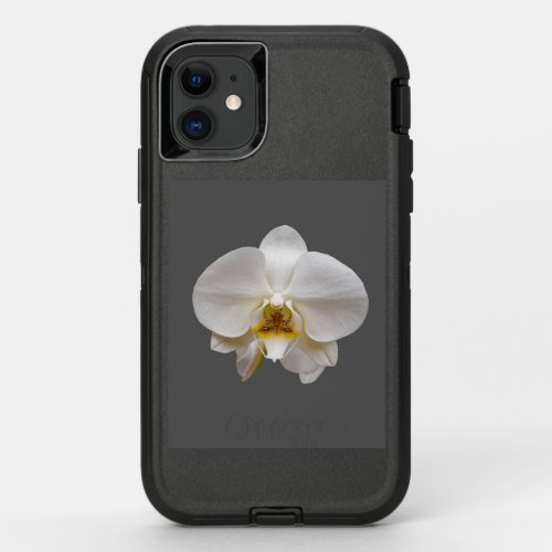 White orchid flower    OtterBox defender iPhone 11 case
