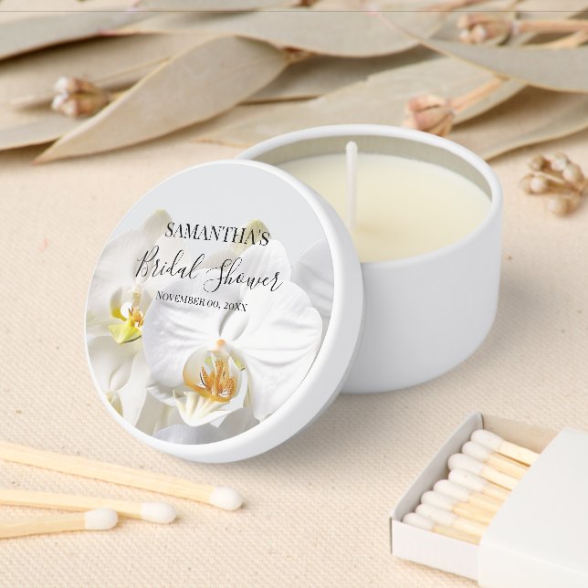White orchid flower tropical jungle garden summer  mini candle favors (Insitu)