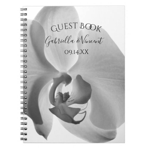White Orchid Flower Wedding Guest Book
