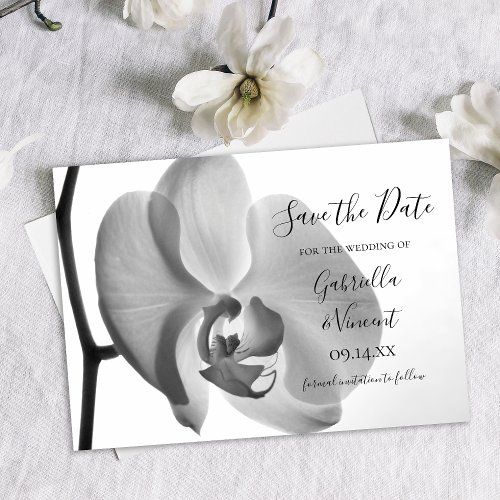 White Orchid Flower Wedding Save the Date