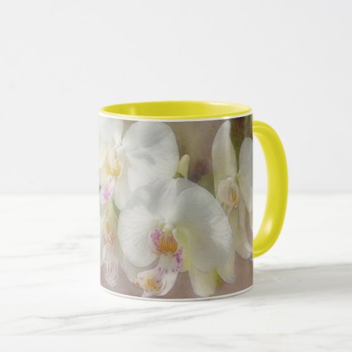 White Orchid Flowers Art Mug Cup