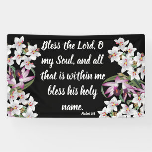 White Orchid Flowers Psalms 103 Christian Banner