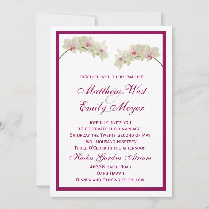 White Orchid Flowers Tropical Beach Wedding Invitation | Zazzle.com