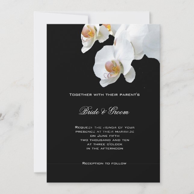 White Orchid Formal Wedding Invitation (Front)