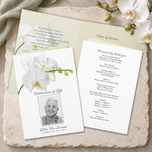 White Orchid Funeral Celebration of Life Photo Program
