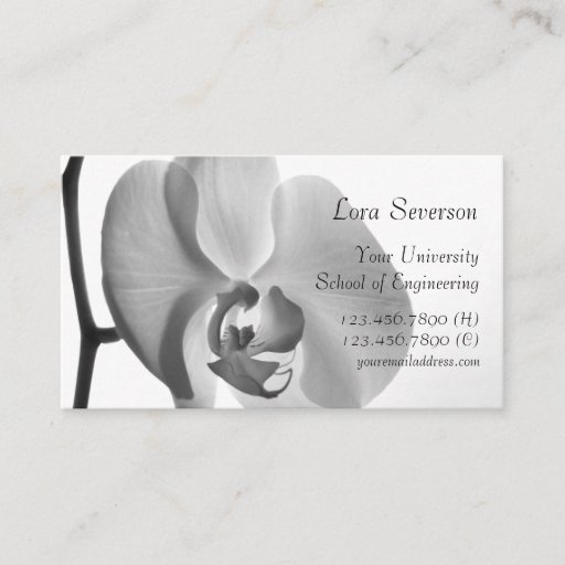Customizable White Orchid Graduate Business Card Template