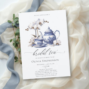 White Orchid Hampton Toile Chic Bridal Tea Shower Invitation