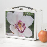 White Orchid I Beautiful Tropical Flower Metal Lunch Box