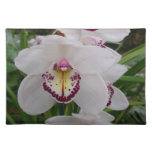 White Orchid II Elegant Floral Cloth Placemat