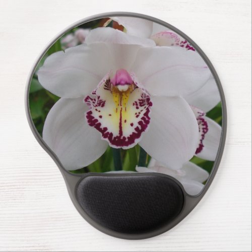 White Orchid II Elegant Floral Gel Mouse Pad