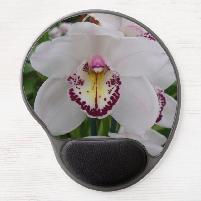 White Orchid II Elegant Floral Gel Mouse Pad (Front)