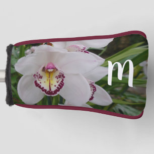 White Orchid II Elegant Floral Golf Head Cover