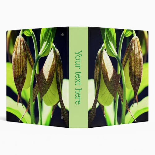White Orchid Lady Slipper Flower Pair Personalized 3 Ring Binder