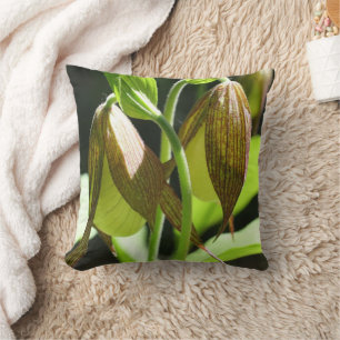 White Orchid Lady Slipper Flower Pair   Throw Pillow