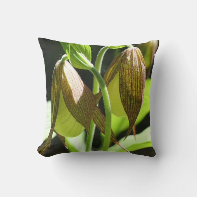 White Orchid Lady Slipper Flower Pair   Throw Pillow (Front)